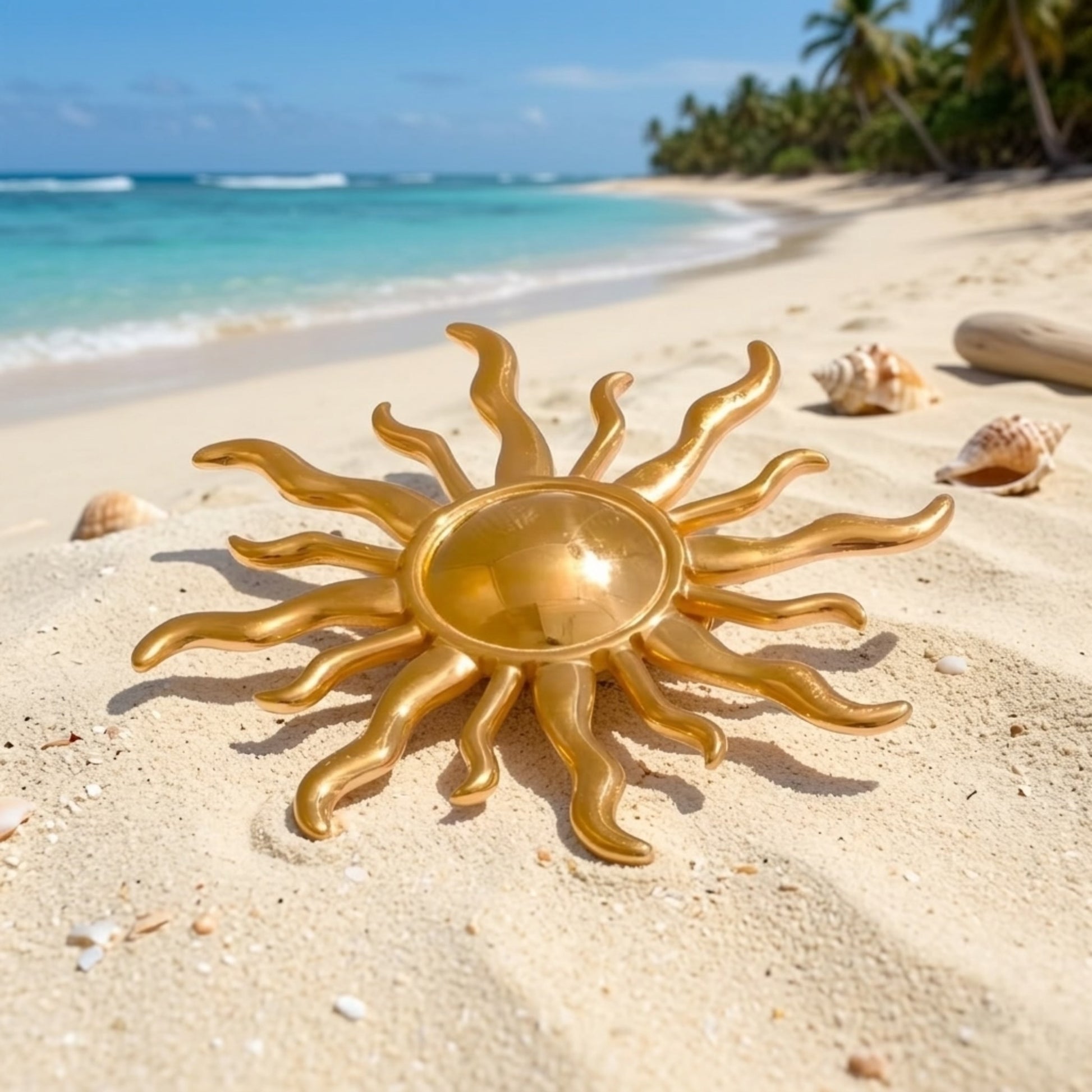 BBEHI gold sun-shaped LUBOV brooch 18k gold plated