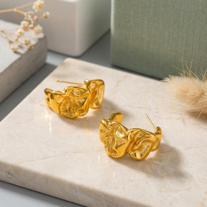BEHI MISS MILLY 18k PVD gold-plated hoop design earrings 