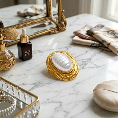 BEHI EVERLY Brooch 18k PVD gold plated stainless steel with imitation faux pearl casual fashion brooch