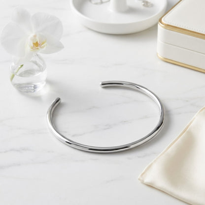 BEHI Flavia Choker in a sleek silver-tone finish, highlighting its waterproof and tarnish-resistant properties.