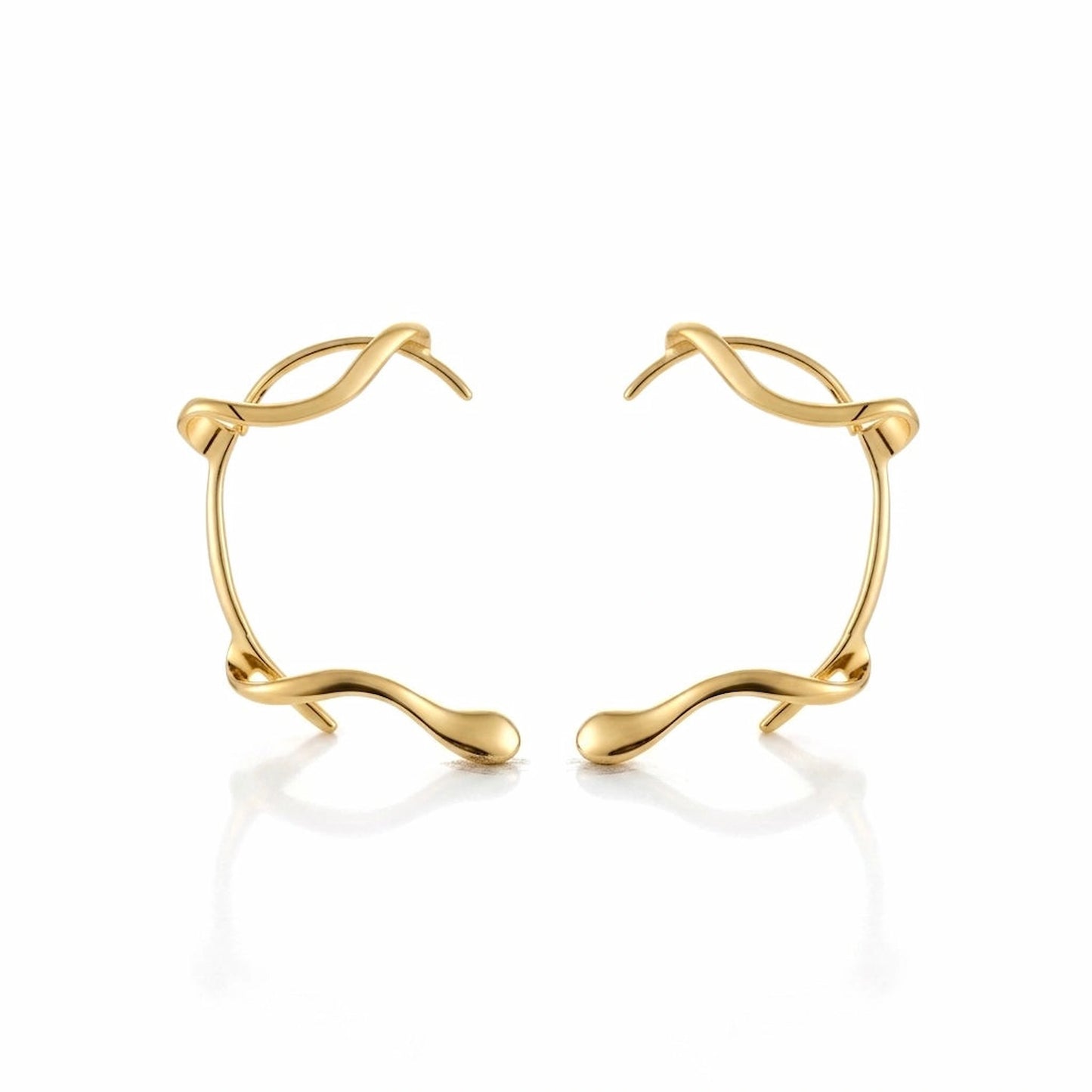 BEHI MILANO Afrodite Ear Cuffs — 18k gold-plated wrap-around ear cuffs, no piercing needed, waterproof hypoallergenic brass jewelry