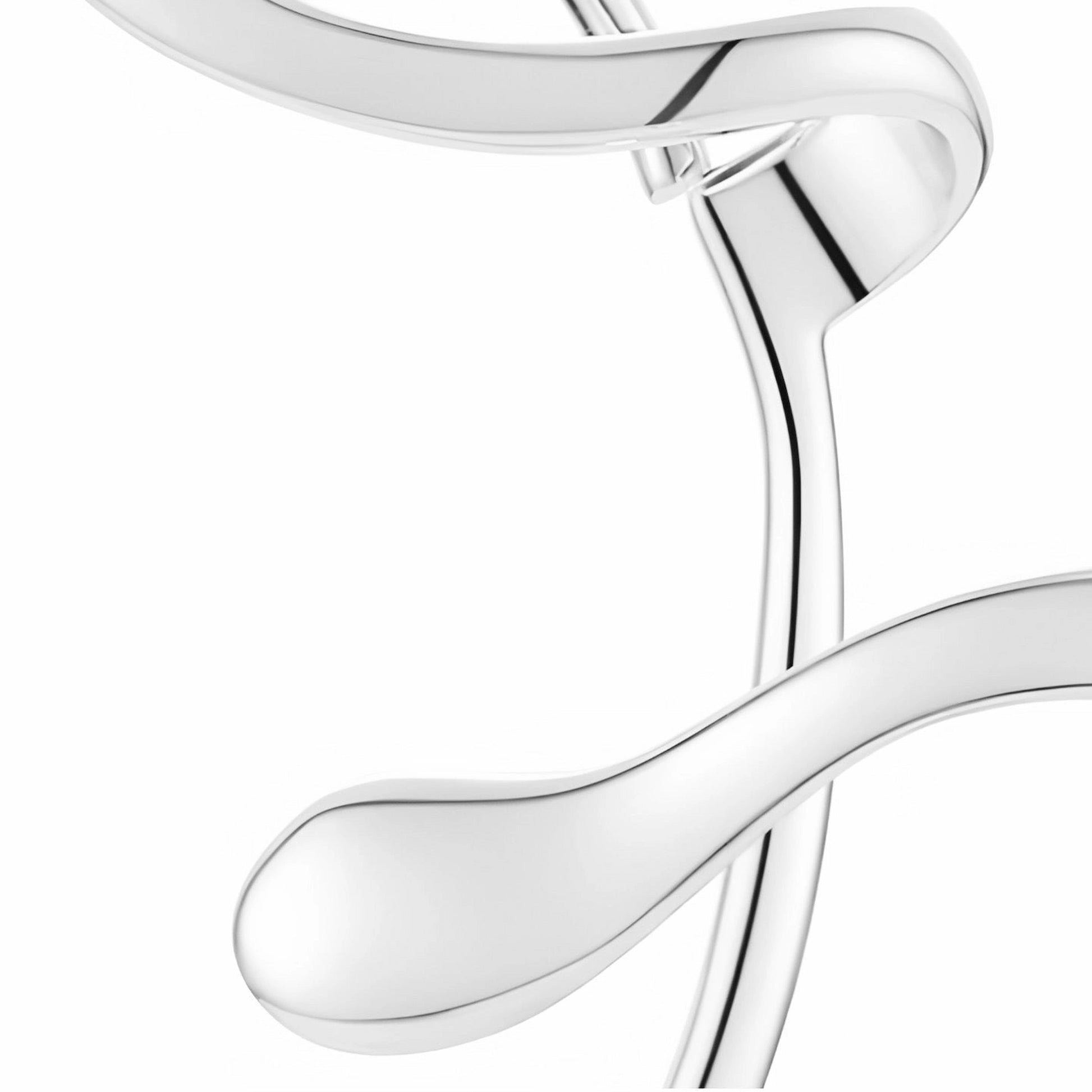 BEHI MILANO Afrodite Ear Cuffs silver angled view — wrap-around no-piercing cuff earring, PVD-coated brass, hypoallergenic jewelry