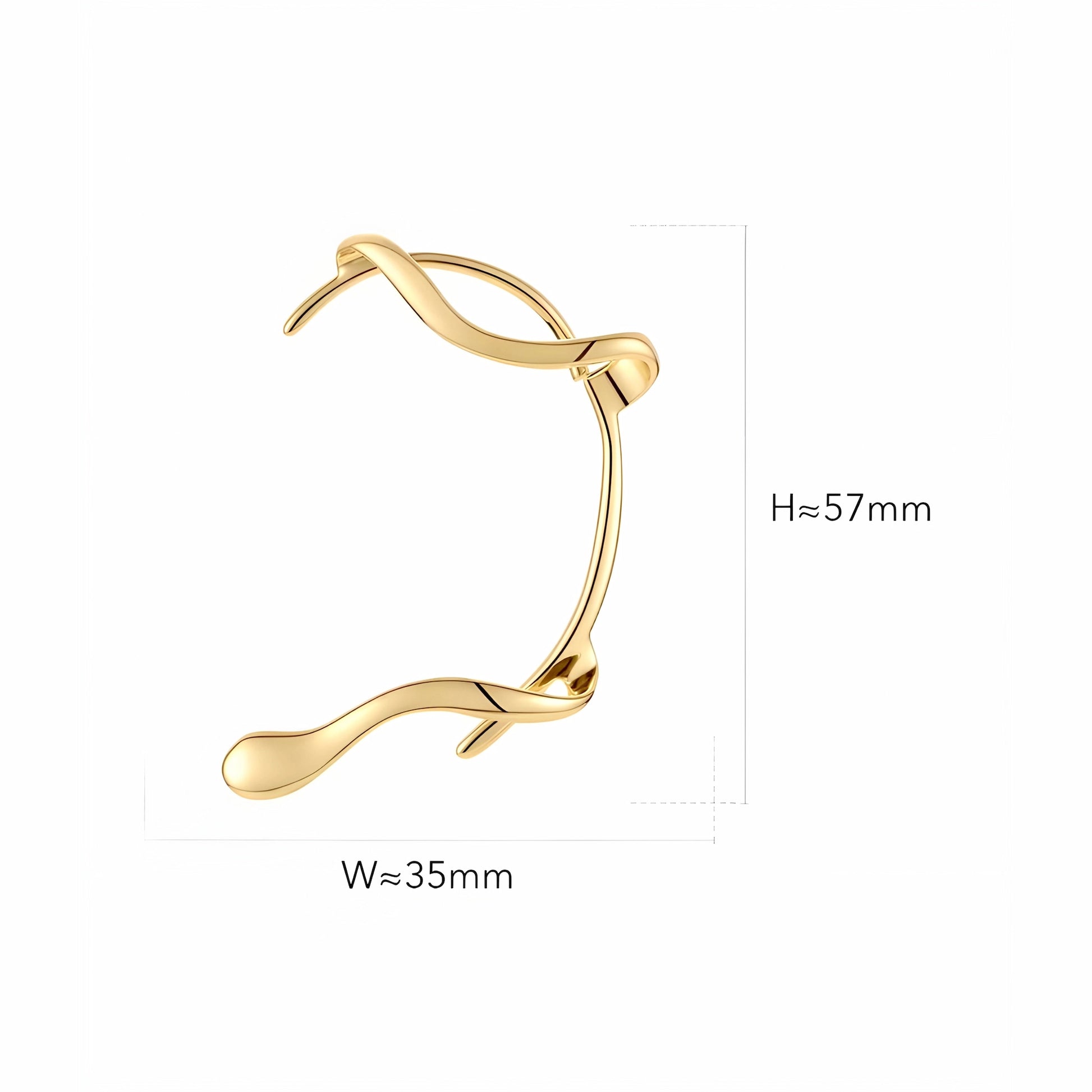 BEHI MILANO Afrodite Ear Cuffs dimensions — wrap-around ear cuff specifications, weight 9.6g, 18k gold-plated brass no-piercing earring