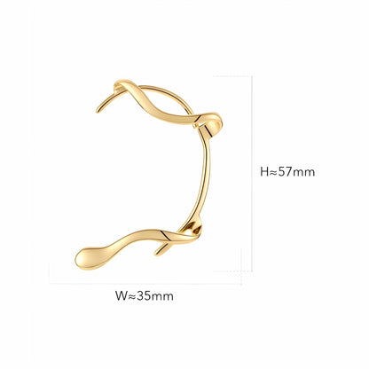 BEHI MILANO Afrodite Ear Cuffs dimensions — wrap-around ear cuff specifications, weight 9.6g, 18k gold-plated brass no-piercing earring