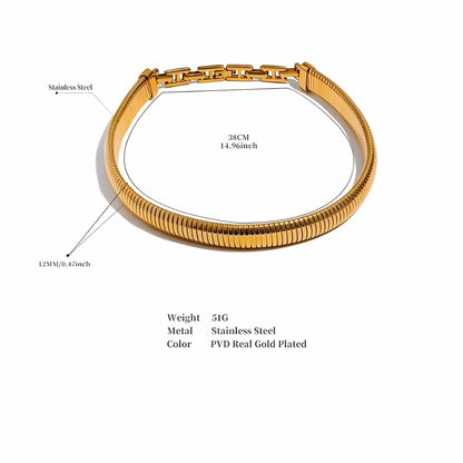 BEHI MILANO Almond Choker — technical sizing diagram showing 38cm circumference and design specs