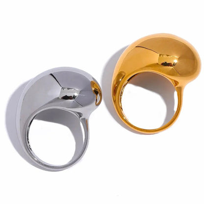 BEHI MILANO Archana Ring — 18k gold and silver sculptural liquid dome statement rings, waterproof stainless steel