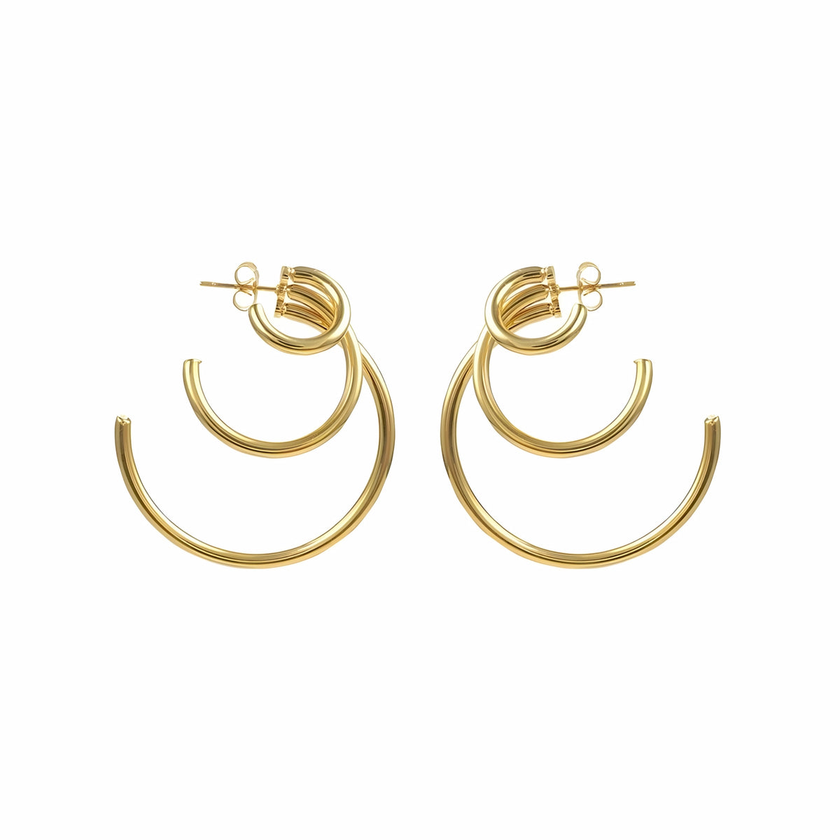BEHI MILANO Ariel Earrings — pair of 18k gold structural open hoop earrings