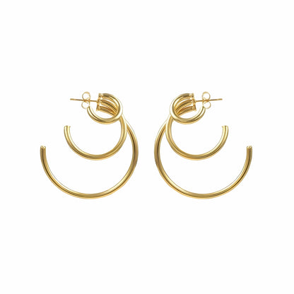 BEHI MILANO Ariel Earrings — pair of 18k gold structural open hoop earrings