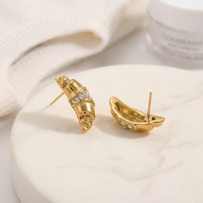 BEHI MILANO Aris Earrings — detailed back view showing earring posts and curved croissant geometry