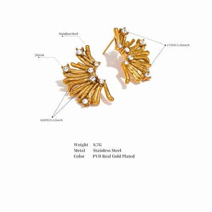 BEHI MILANO Artyman Earrings — technical dimension diagram showing 27mm height, 16mm width, and 8.7g weight