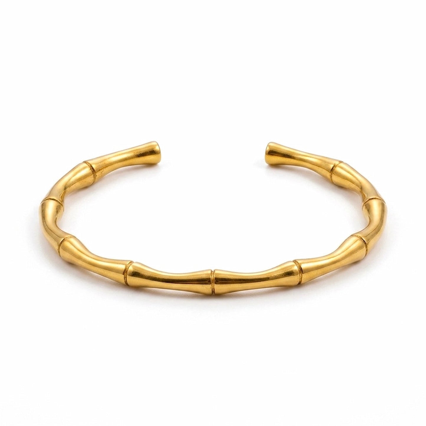 BEHI MILANO Bamboo Bracelet — 18k gold-plated open cuff bangle with organic bamboo stalk joints