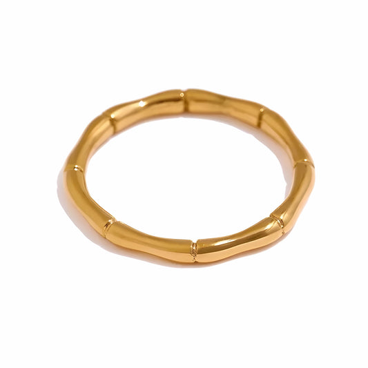 BEHI MILANO Bamboo Ring — 18k gold-plated 2mm bamboo joint stacking ring