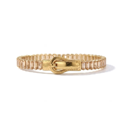 BEHI MILANO Beatrice Bracelet in Champagne — gold buckle bracelet set with warm champagne cubic zirconia