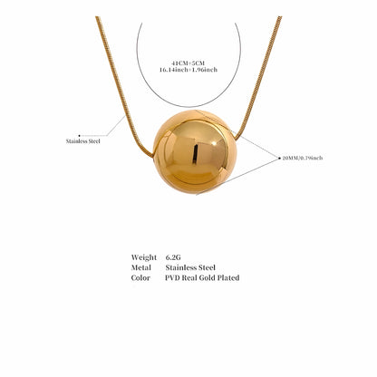 BEHI MILANO Chic Necklace technical diagram showing 41cm+5cm chain length, 20mm sphere diameter, and 6.2g weight