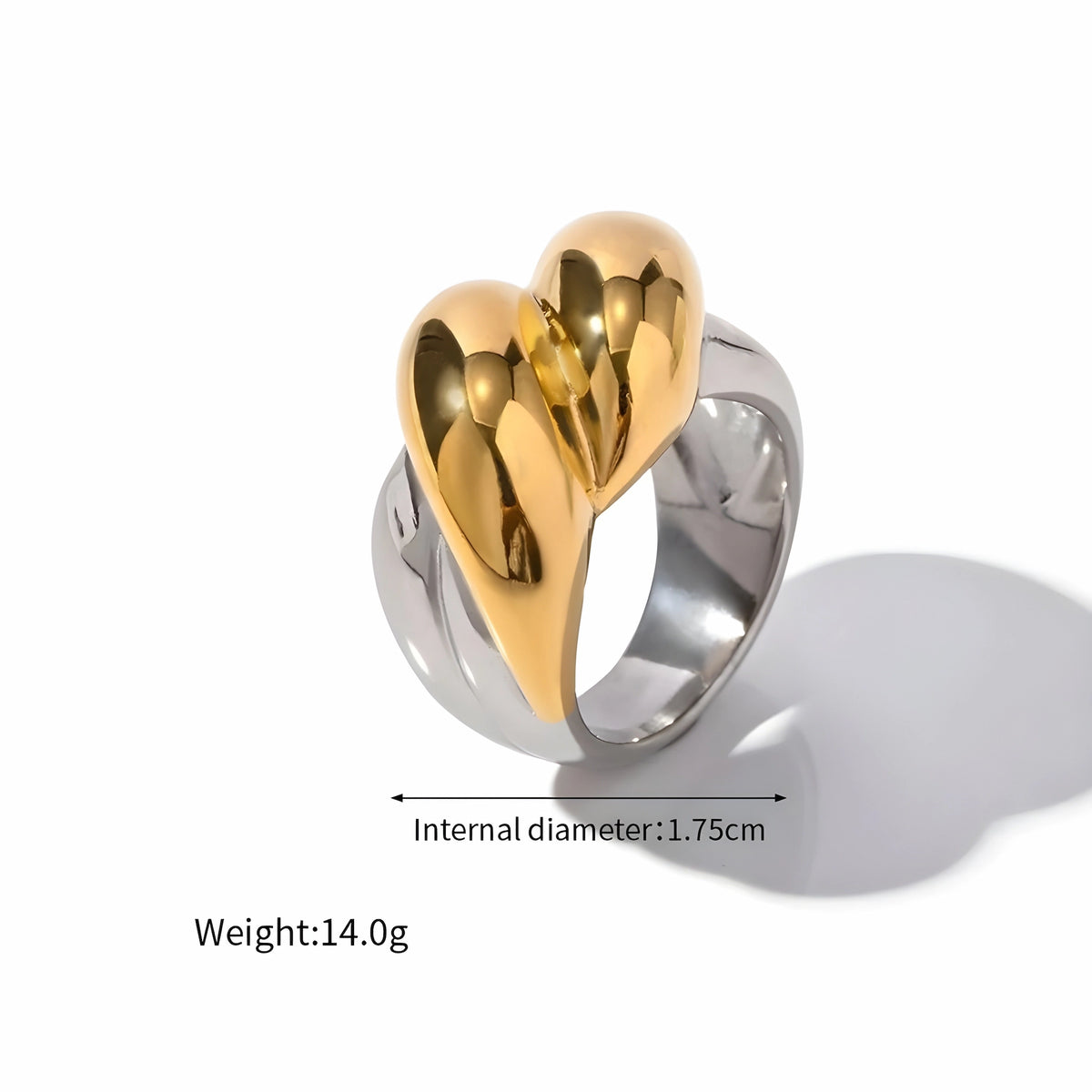 BEHI MILANO Disha Ring technical diagram showing 1.75cm internal diameter and 14g weight