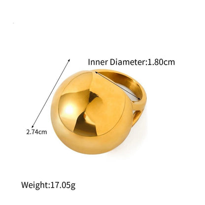 BEHI MILANO Erika Ring technical diagram showing 2.74cm dome size, 1.80cm inner diameter, and 17.05g weight