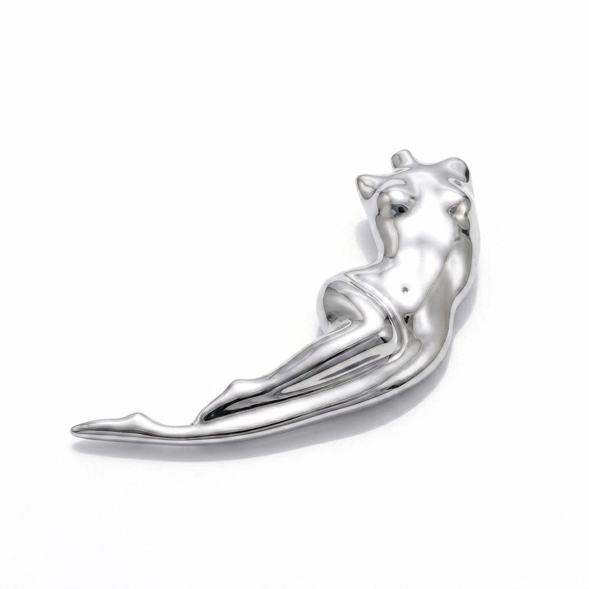 BEHI MILANO Galina Brooch — silver sculptural abstract figure brooch on white background