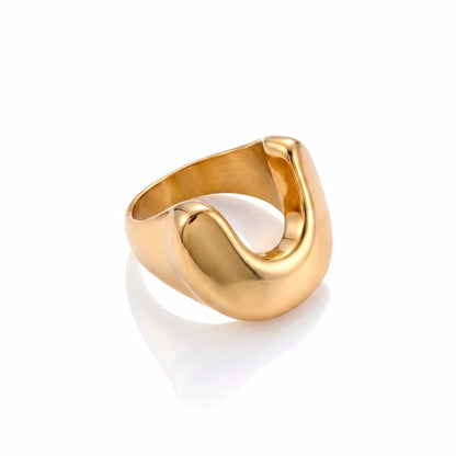 BEHI MILANO Giusy Ring — 18k gold sculptural dipped statement ring on white background