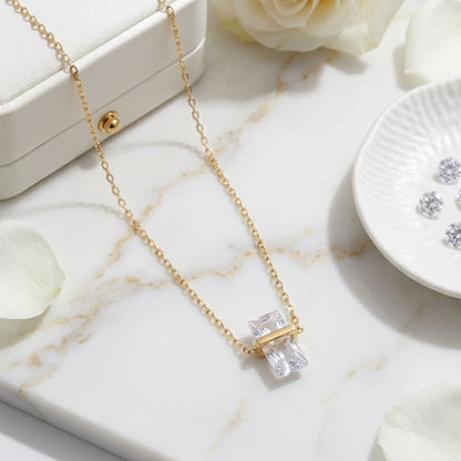 BEHI MILANO Glinka Necklace — 18k gold necklace with clear crystal zircon pendant