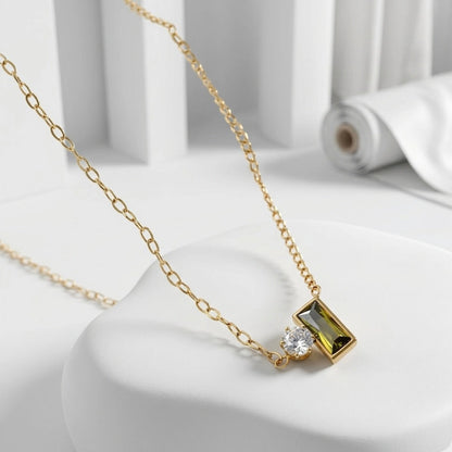 BEHI MILANO Ilona Necklace — gold dual gemstone necklace displayed on white backdrop