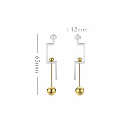 BEHI MILANO Isidora Earrings technical diagram showing 63mm height, 12mm width, and 8g weight