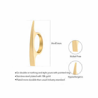 BEHI MILANO Leena Ring technical diagram showing 41mm height, nickel-free, and hypoallergenic specs