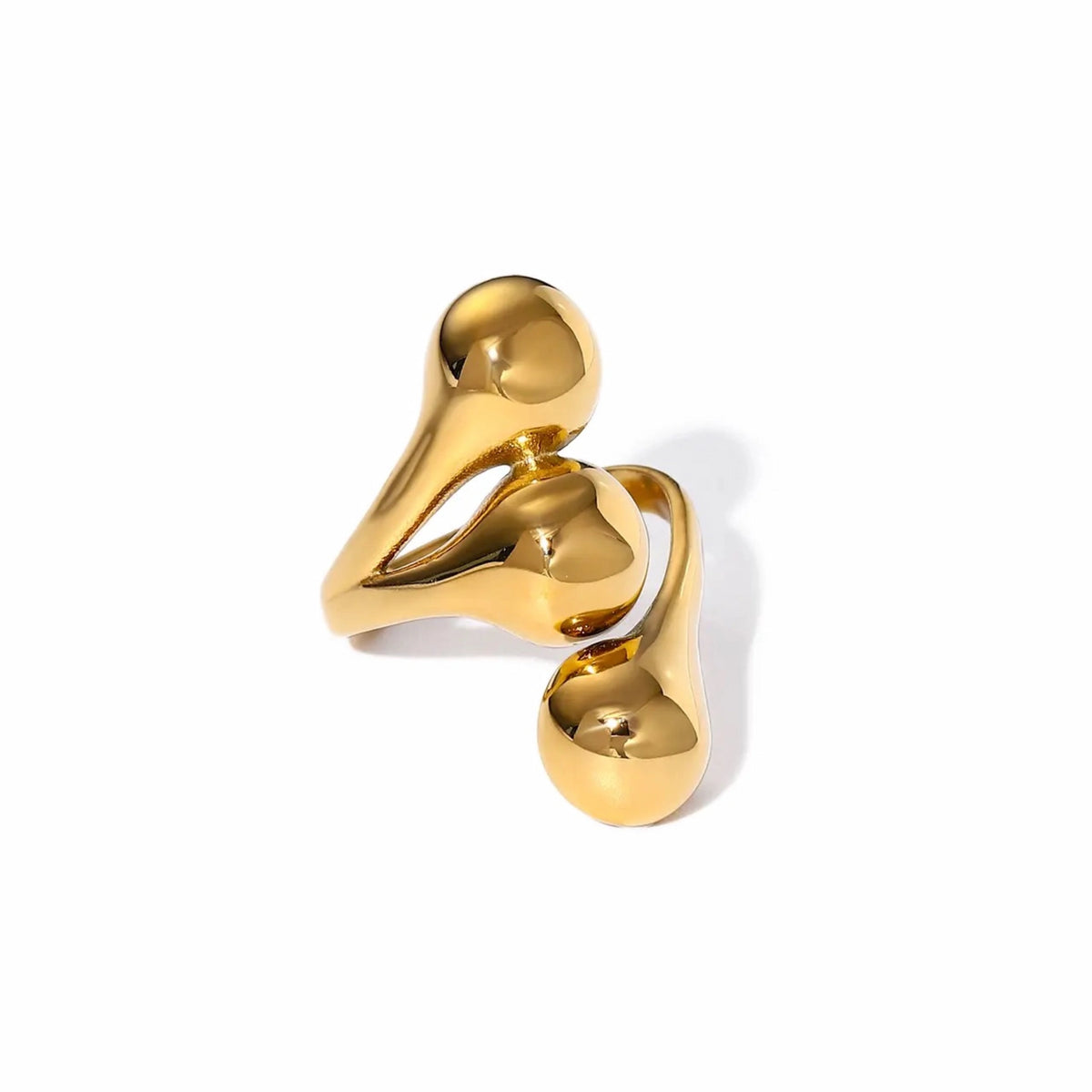 BEHI MILANO Letiz Ring — 18k gold-plated molten fluid adjustable ring